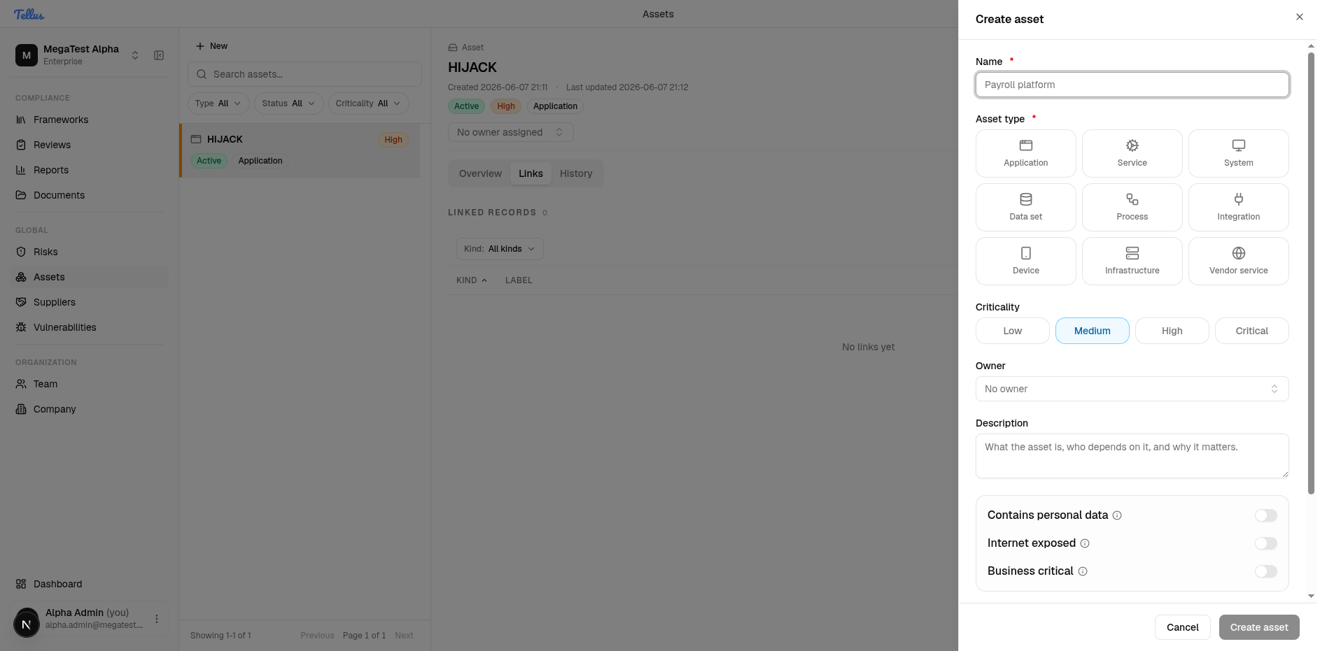 Assets — Create a new asset