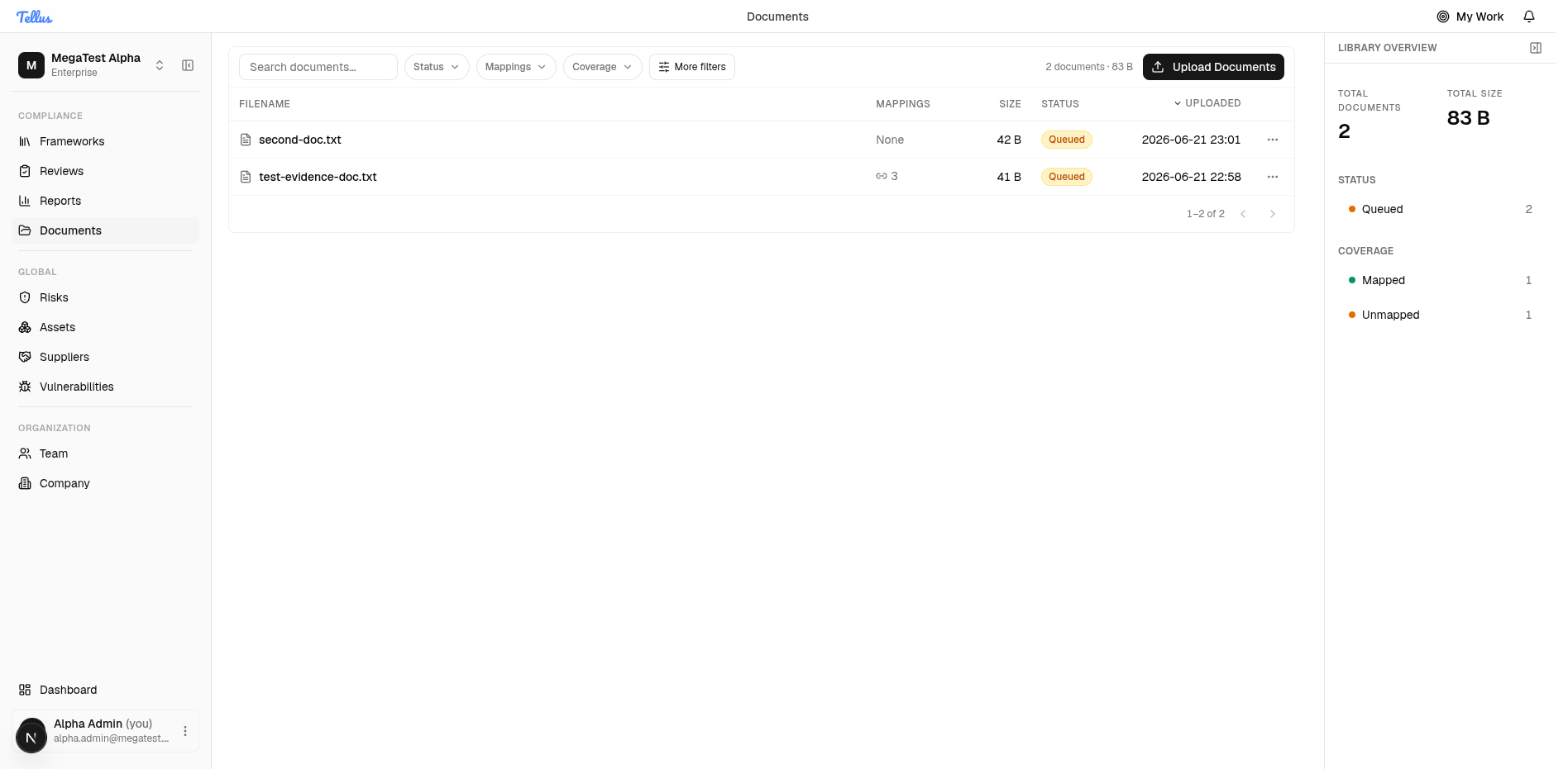 Documents & Evidence — Open the document library