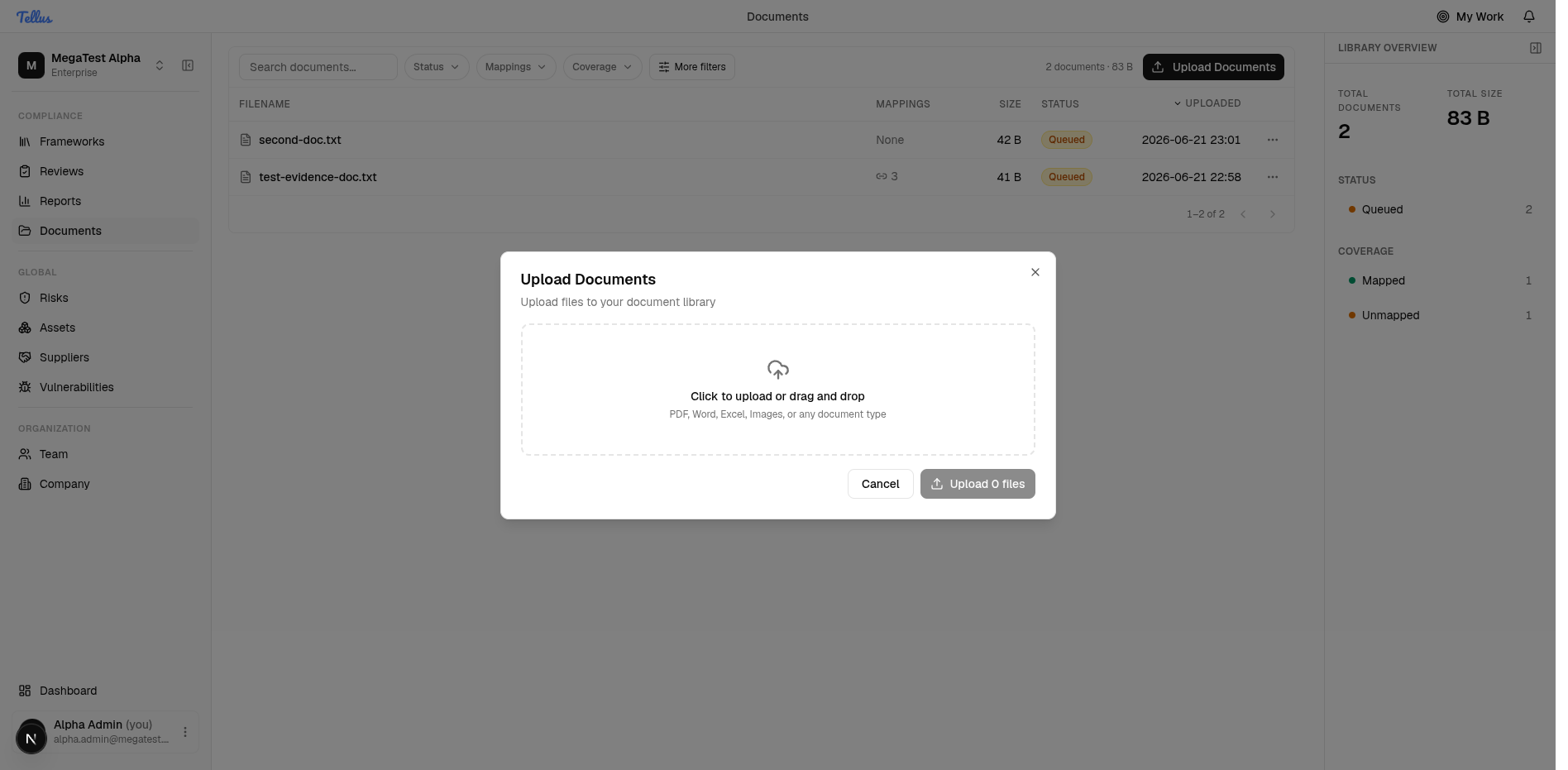 Documents & Evidence — Add a document