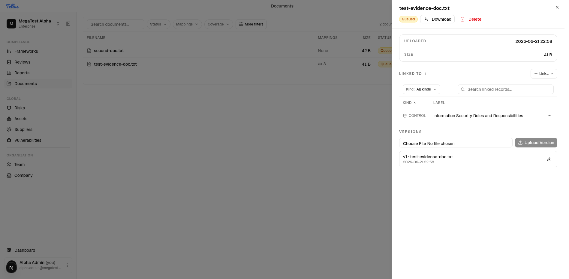 Documents & Evidence — Open a document's details