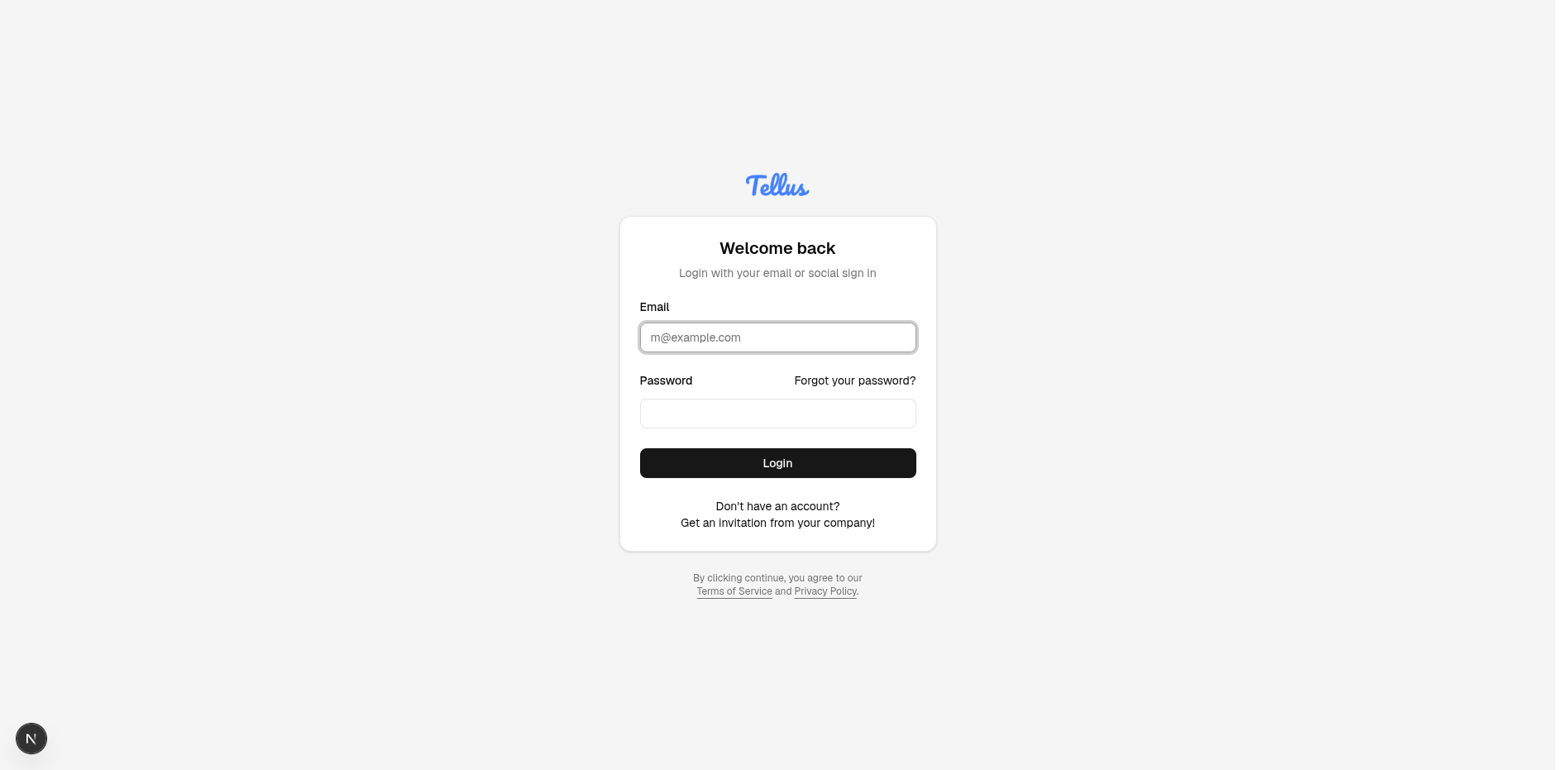 Getting Started — Sign in to Tellus