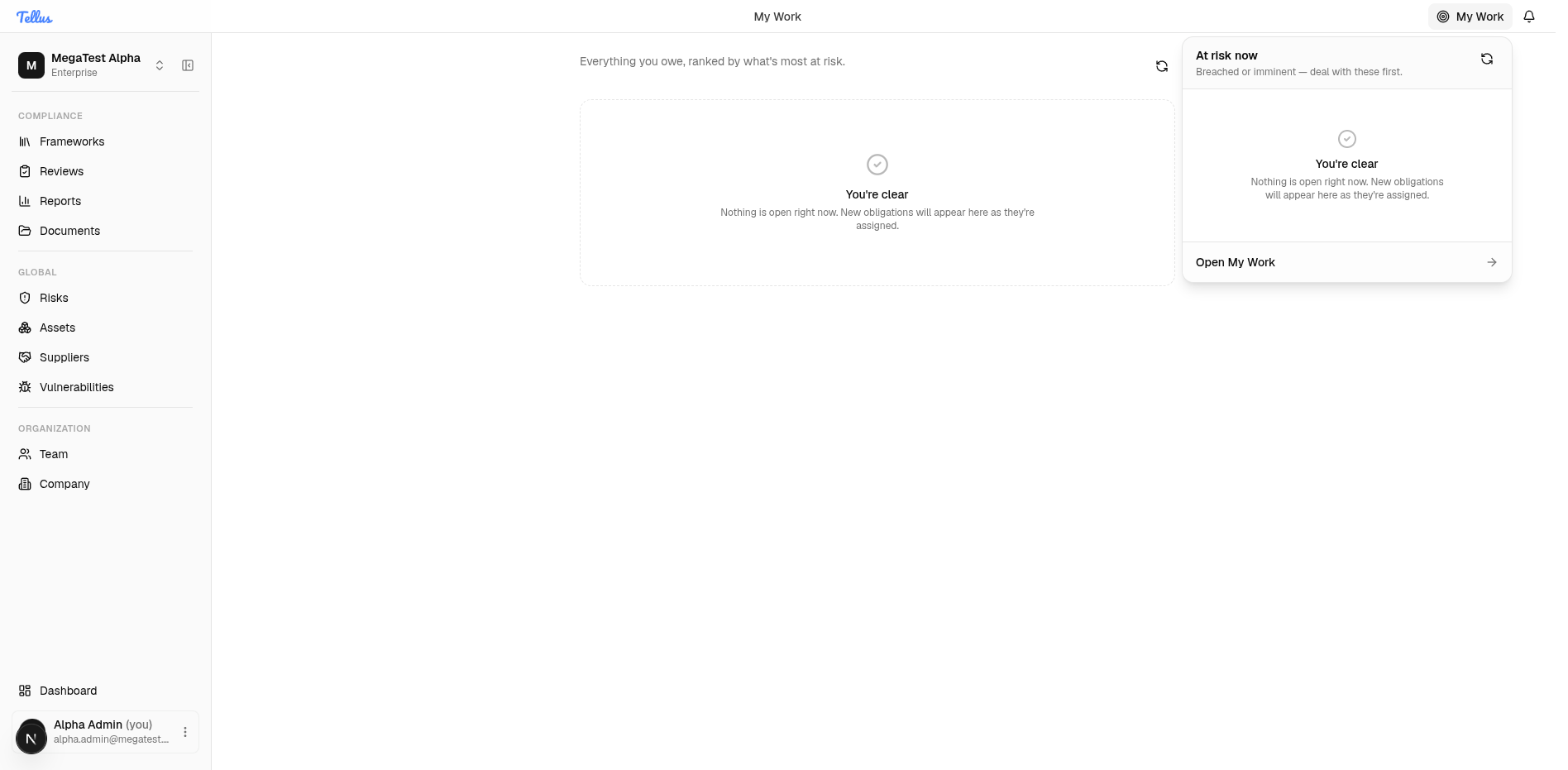 My Work — Use the My Work peek popover