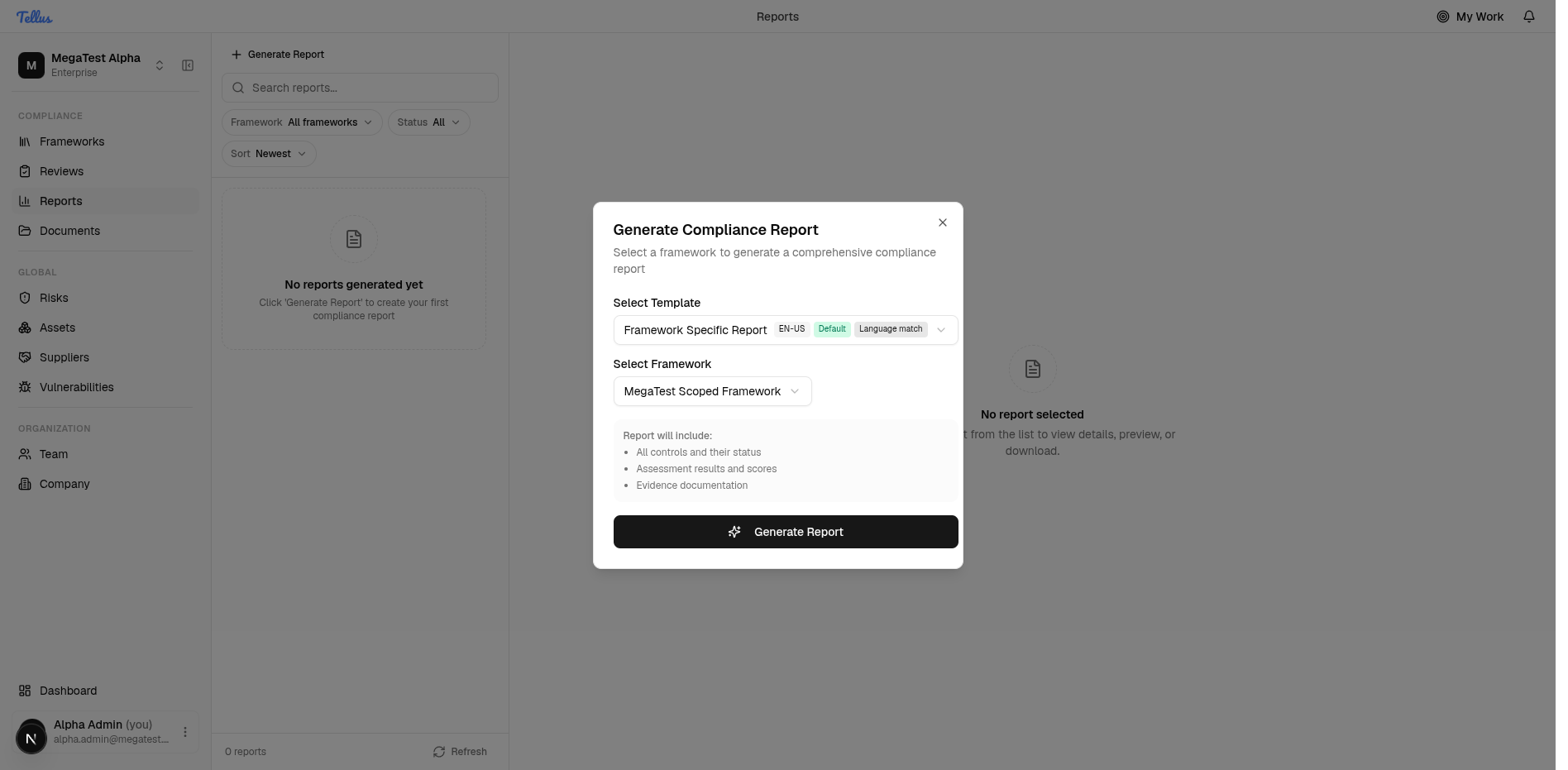 Reports — Generate the report