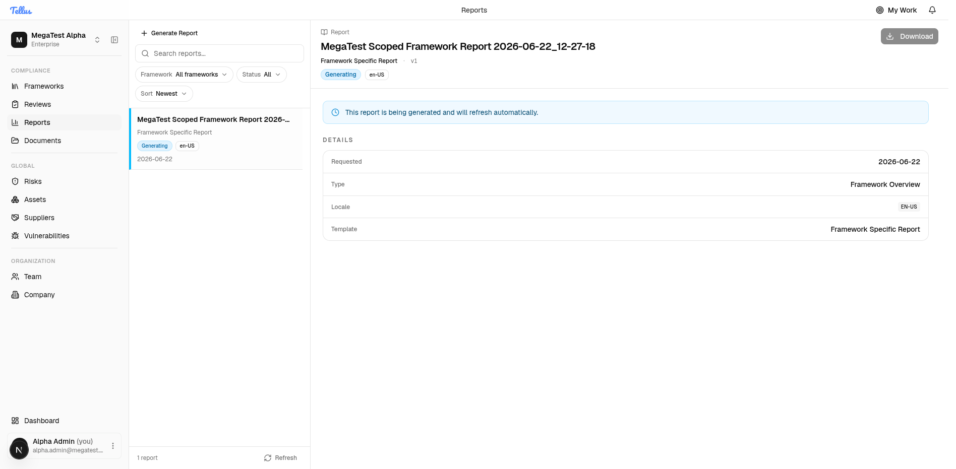 Reports — Open and review a report