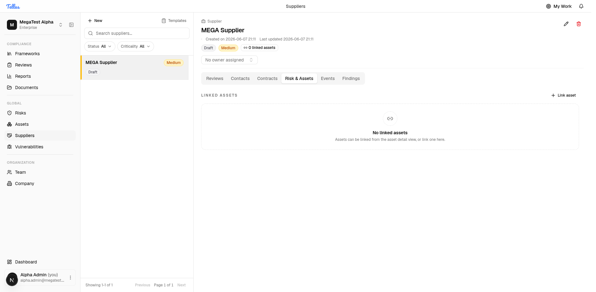 Suppliers — Review a supplier's details and risk information