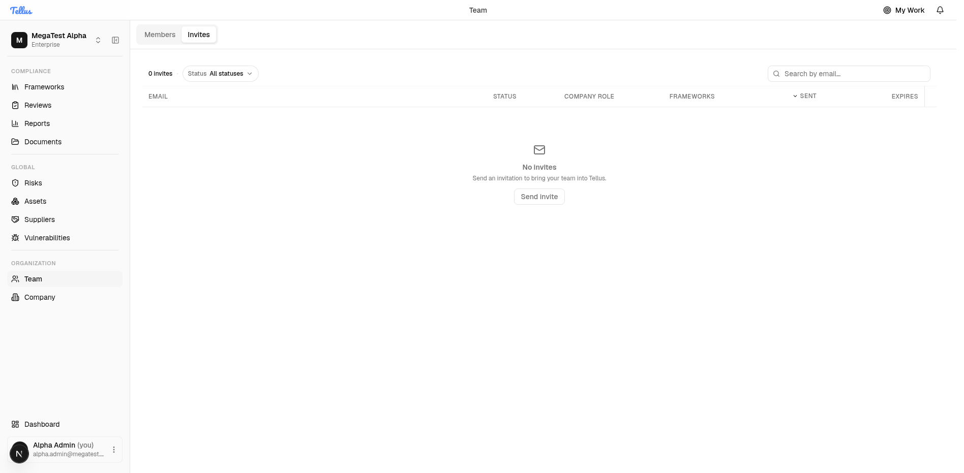 Team & Company Settings — Track pending invitations