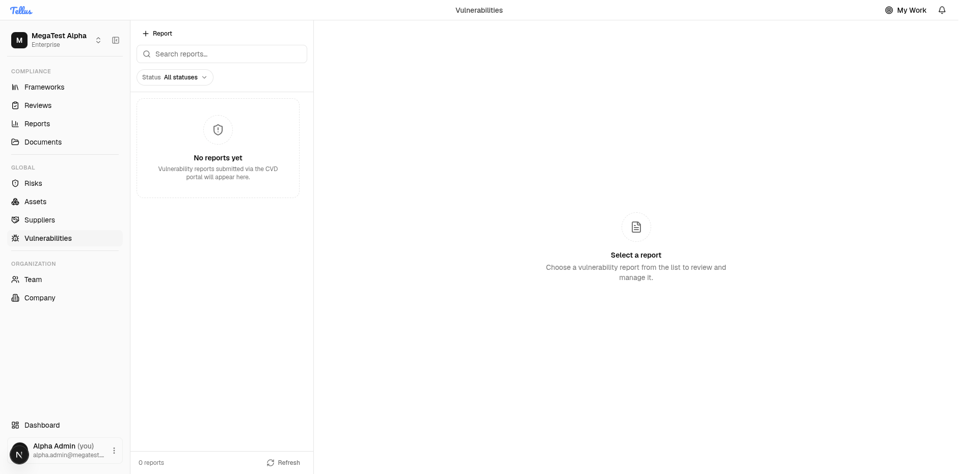 Vulnerabilities — Open the vulnerability register
